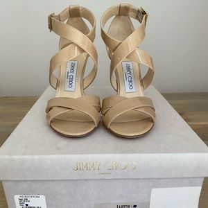 Jimmy Choo Lottie Nude Patent Leather Heel 36.5/6